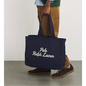 Polo Ralph Lauren Navy Cotton Logo Tote Bag - New